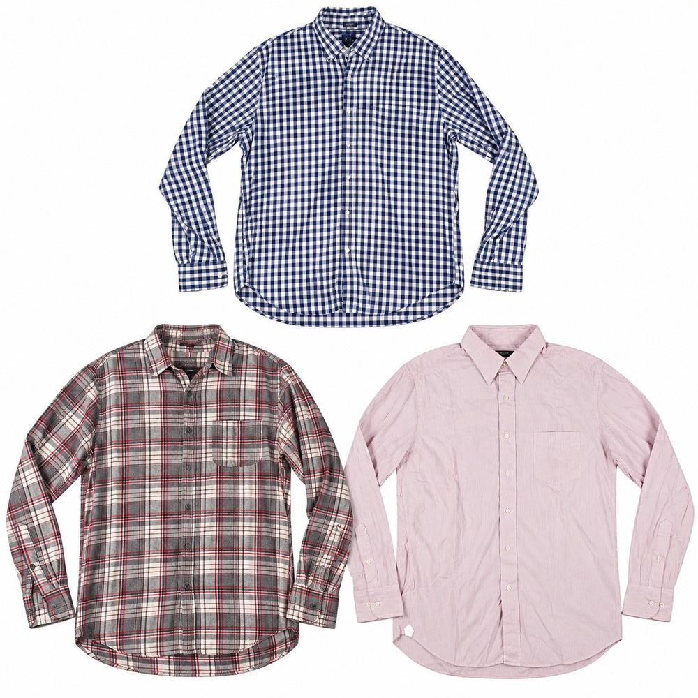 J. Crew Lot of 3 Shirts Mens L Classic Stretch Gingham Plaid Stripe EUC
